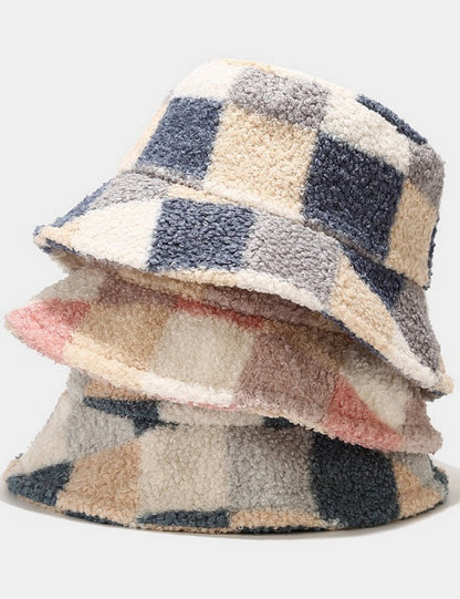 Colorful Plaid Warm Winter Bucket Hats