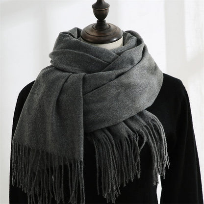 Solid Color Tasseled Imitated Cashmere Shawl Scarf