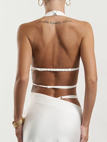 Sexy Irregular Backless Halter Strapless Top