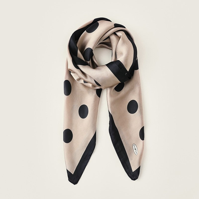 Dots Printed Square Silk Imitation Scarf
