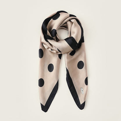 Dots Printed Square Silk Imitation Scarf