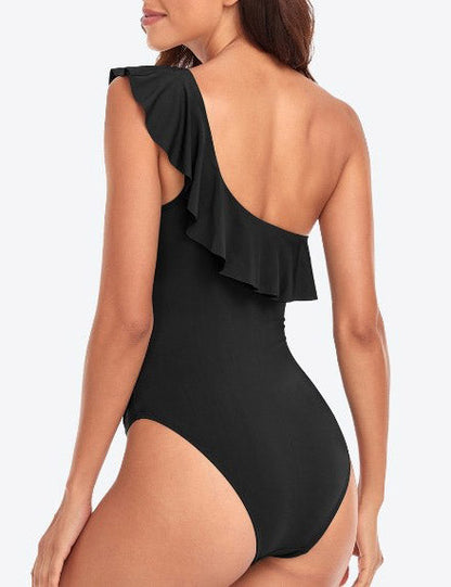 One Shoulder Ruffle One Piece Swimwear