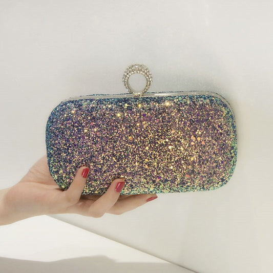 Sequined Ring Handbag Clutch Bag