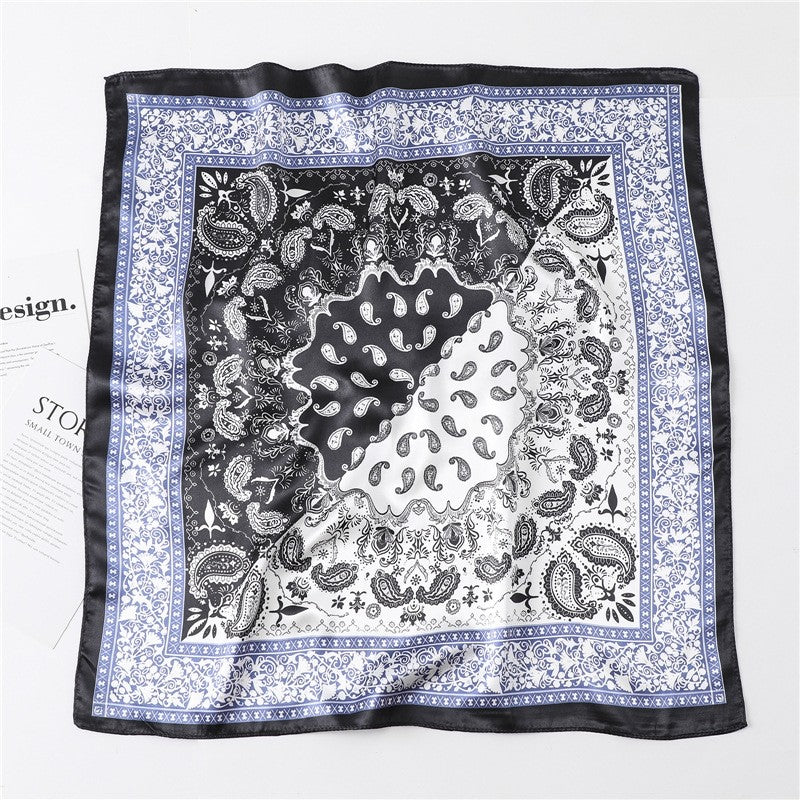 Vintage Elegant Geometric Pattern Silk Scarf