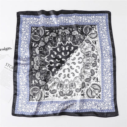 Vintage Elegant Geometric Pattern Silk Scarf