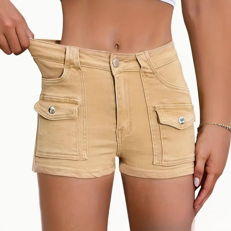 Hot High Waist Pockets Denim Shorts