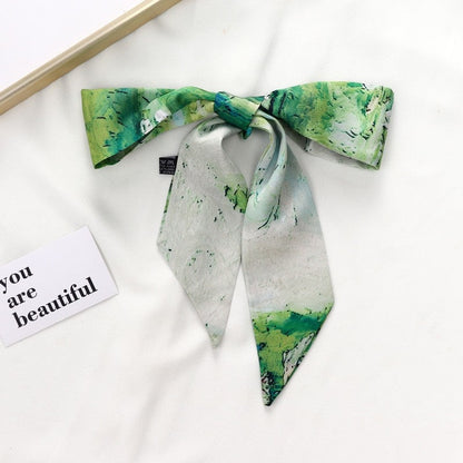 Vintage Elegant Oil Painting Long Silk Scarf