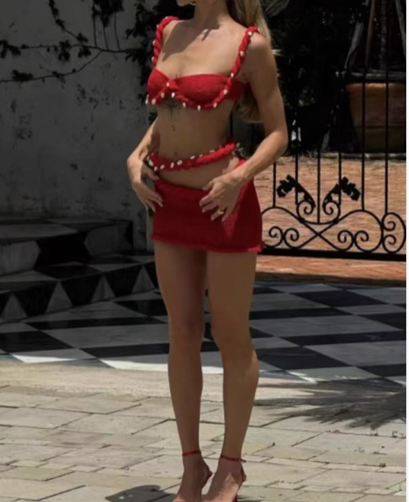 Sexy Shell Bikini Mini Skirt Knit Sets