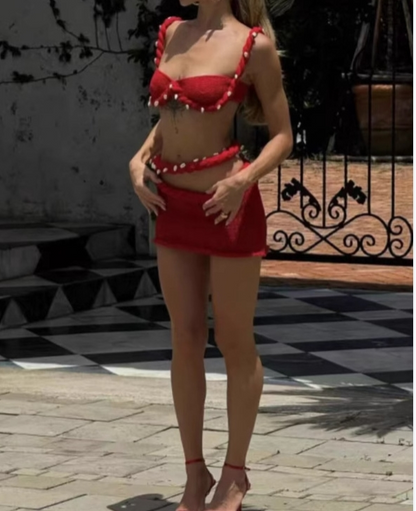 Sexy Shell Bikini Mini Skirt Knit Sets
