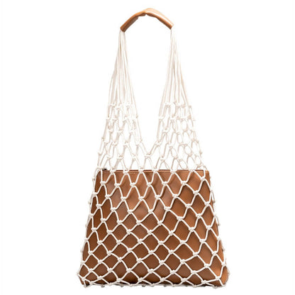 Net Woven Shoulder Tote Bag