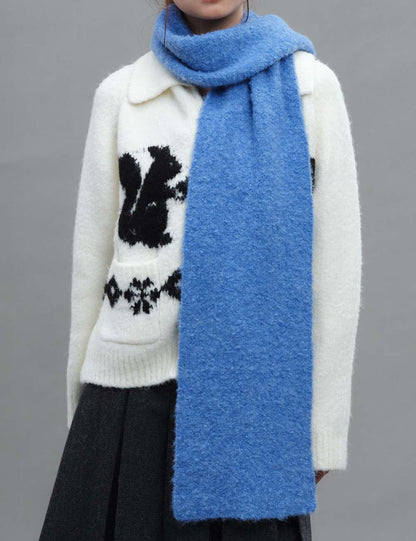 Knit Wool Blend Solid Color Winter Scarf
