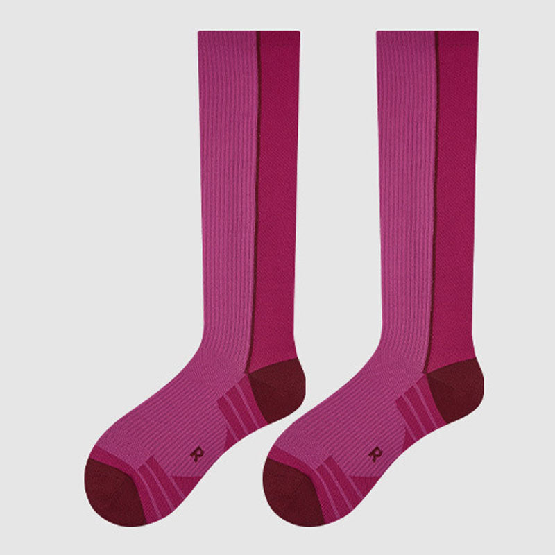 Simple Color Block Compression Calf Socks