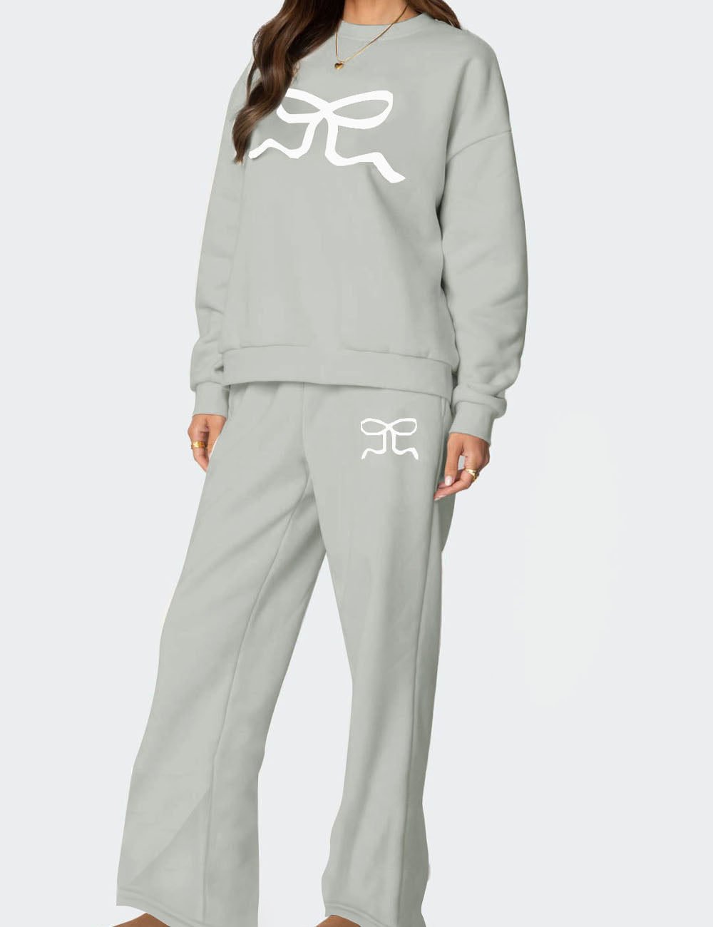 Casual Long Sleeve Thickened Sweatshirt Pants Set