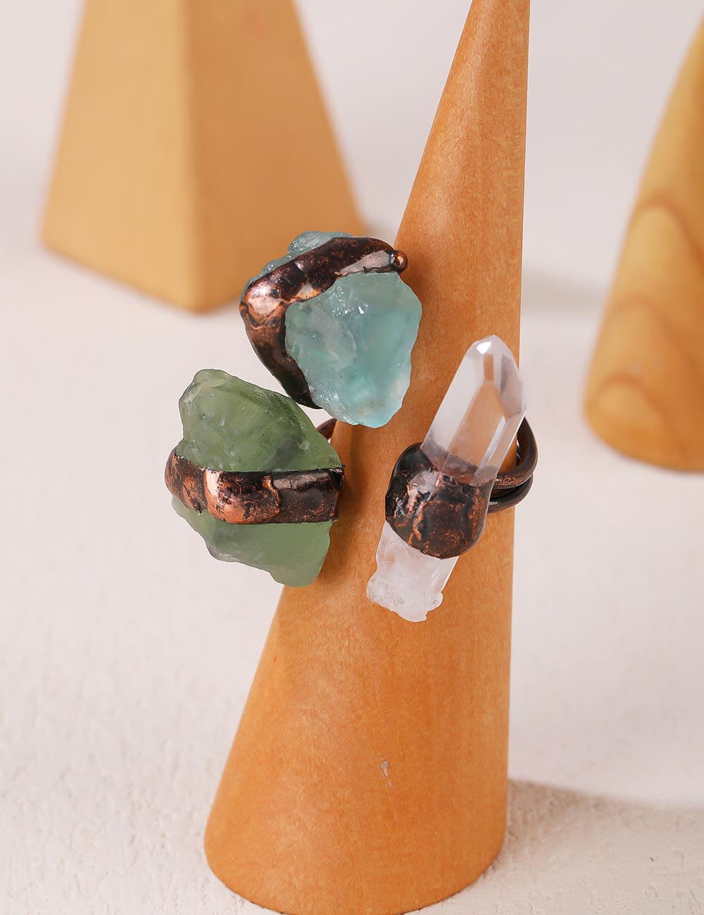 Vintage Irregular Crystal Stone Open Ring
