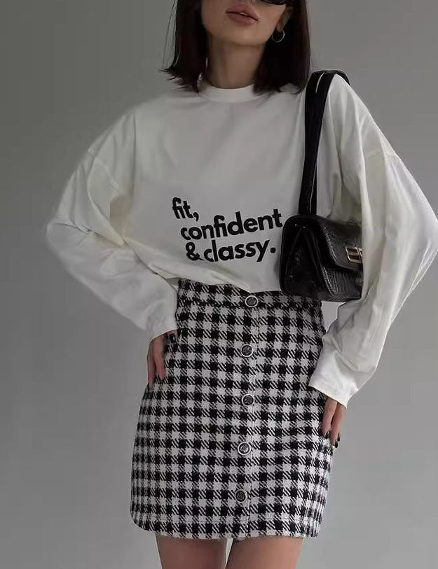 Loose Letter Long Sleeves T-Shirt