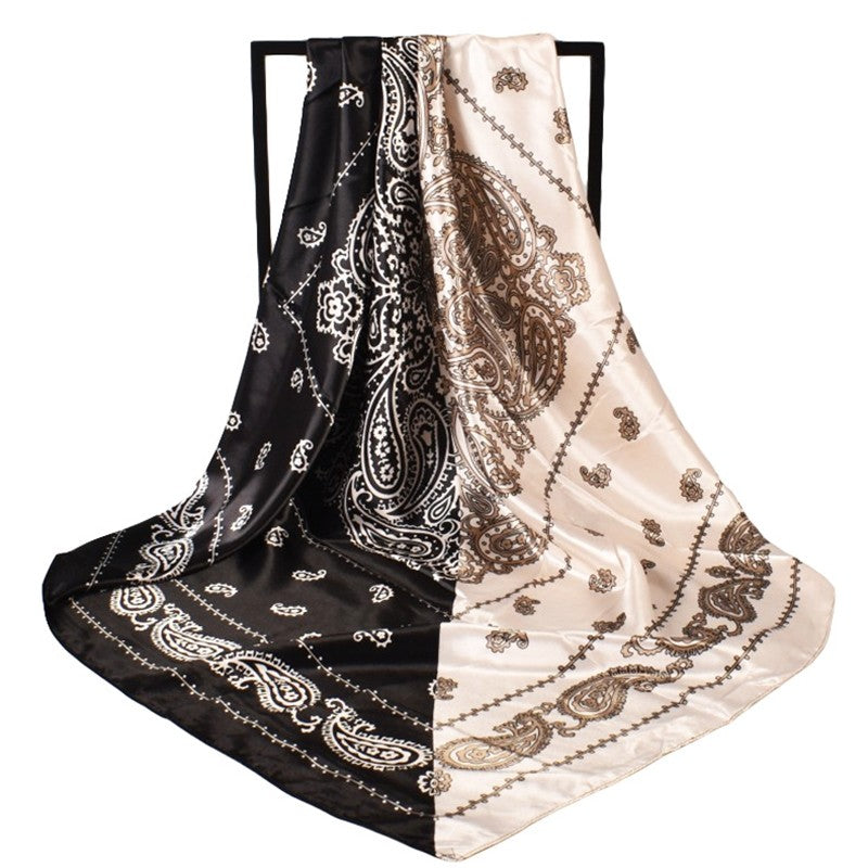 Paisley Print Satin Square Hair Scarf