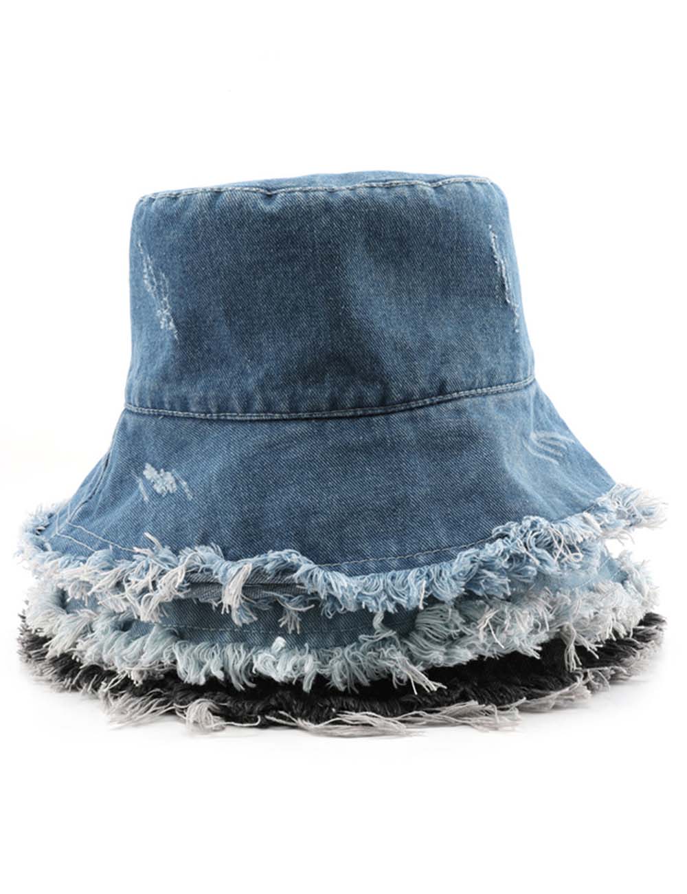 Solid Color Washed Ripped Bucket Hat