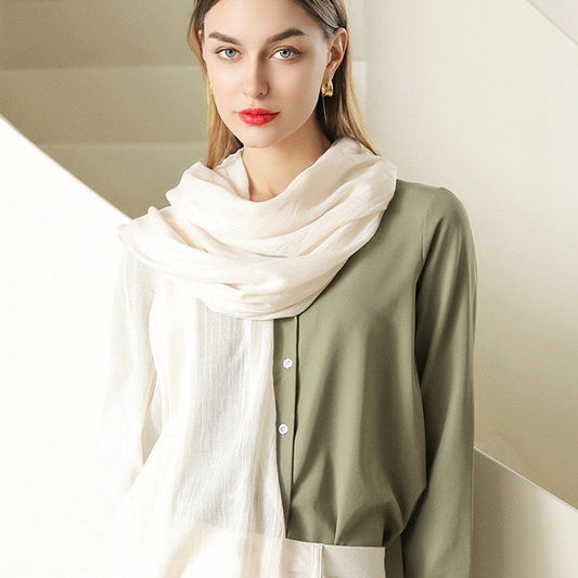Solid Color Cotton And Linen Sun Protection Scarf