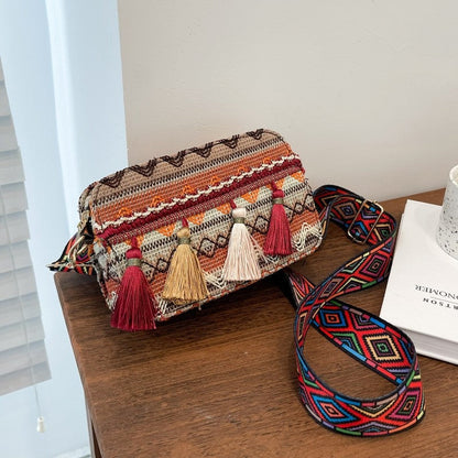 Casual Print Wear-Resisting Classic Tasseled Square Bag