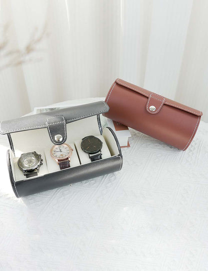 3-Slot Vintage Travel Watch Case Roll Case