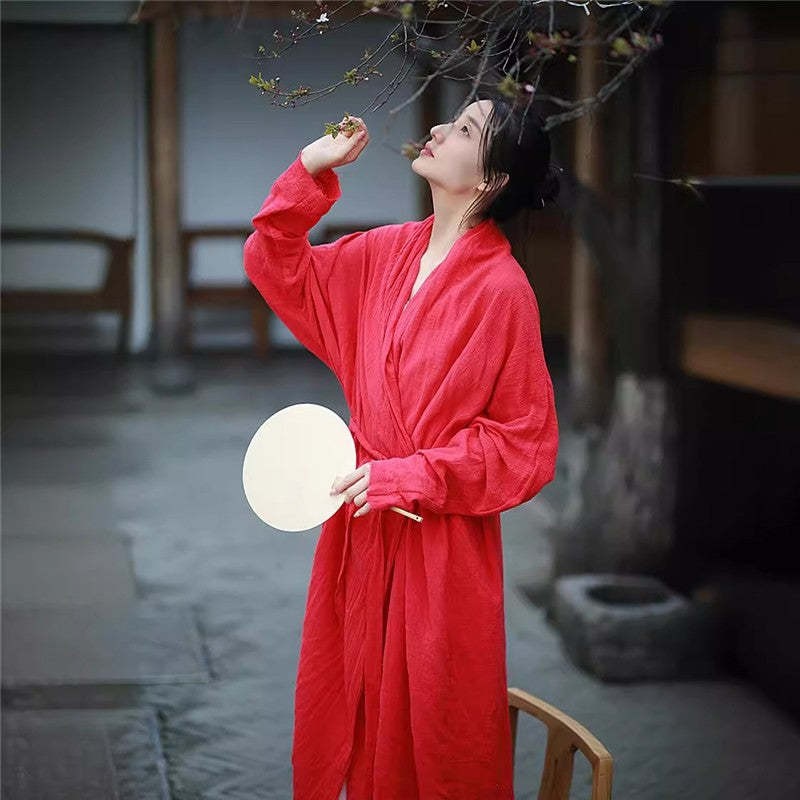 Solid Color Artistic Waist Belt Cardigan