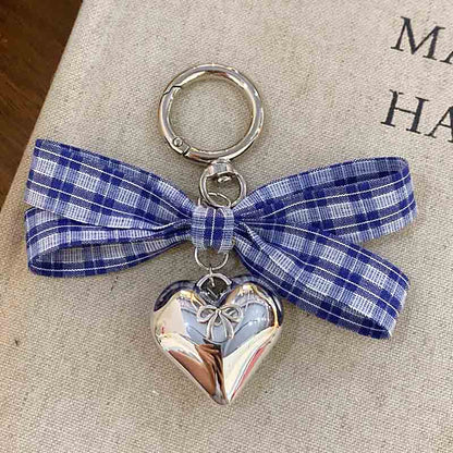 Cute Heart Solid Color Bow Knot Keychain