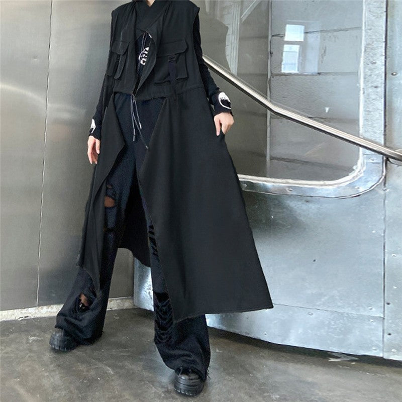 Solid Color Sleeveless Casual Loose Thin Long Vest