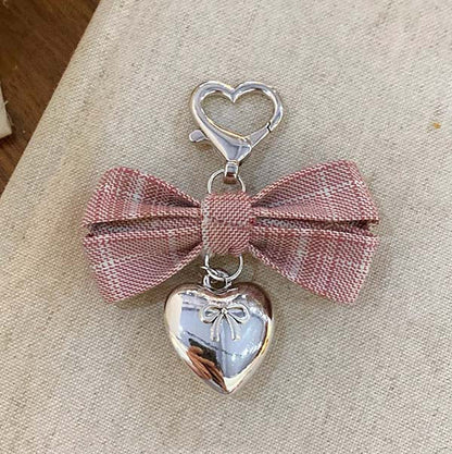Plaid Bow Love Pendant Bag Charm