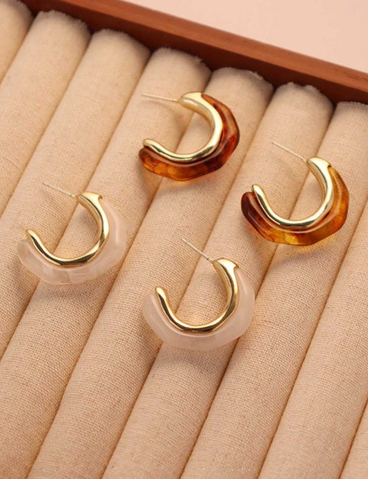Simple Geometric Resin Open Hoop Earrings