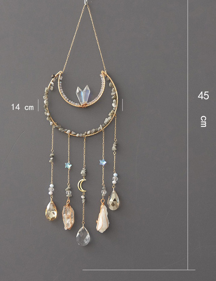 Stone Wrapped Moon Crystal Suncatcher