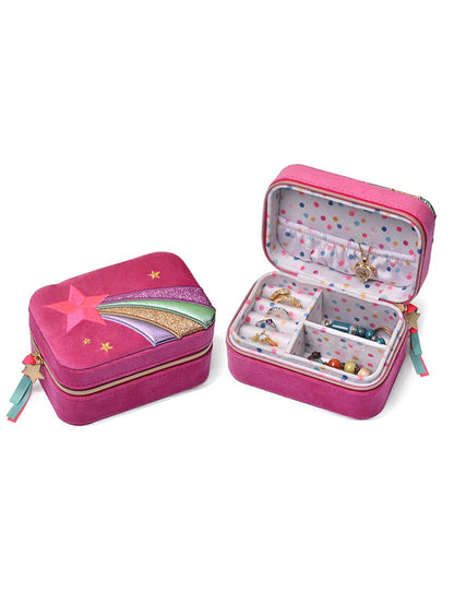 Cute Embroidered Portable Velour Jewelry Case