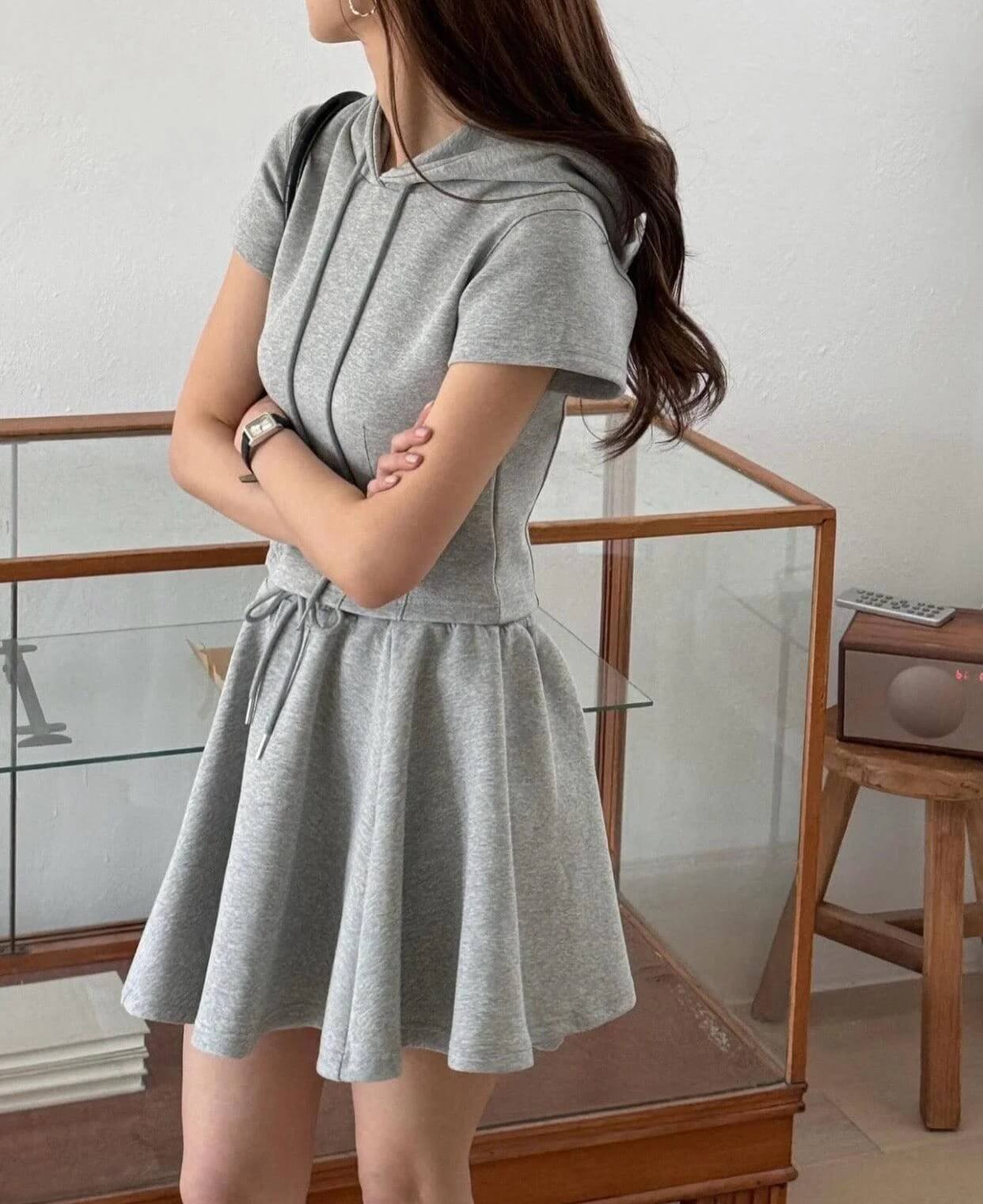 Hooded Short Tops and Skirts