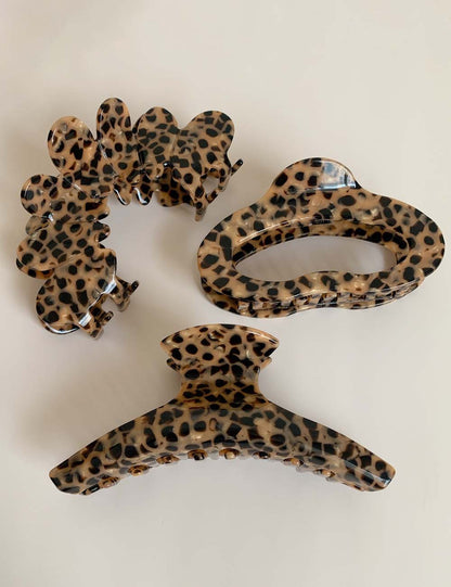 Leopard Print Hollow Geometric Acetate Hair Claw