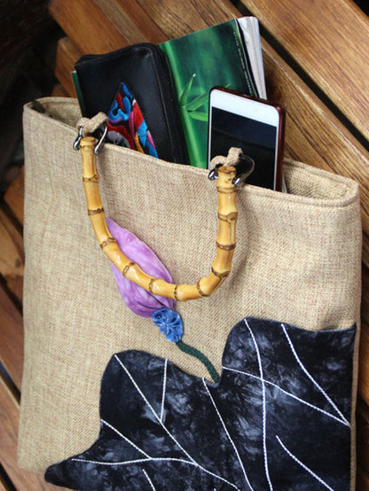 Retro Embroidered Zipper Tote Bag