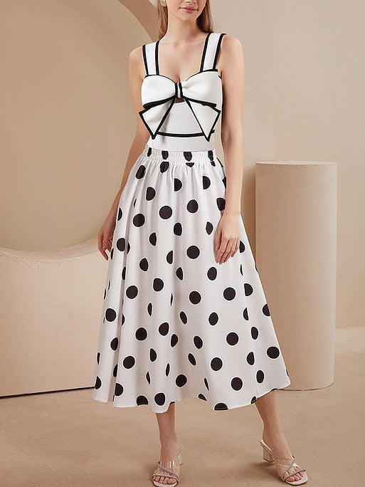 Polka Dot Bow Swimwear Skirt Cover