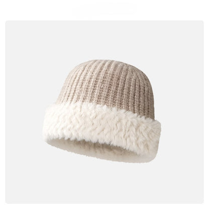 Color Block Padded Knit Plushed Bucket Hat