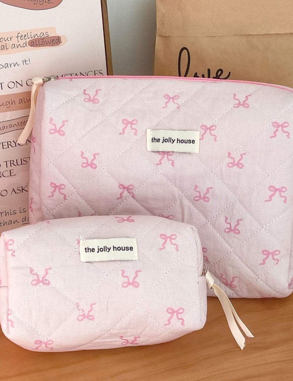 Pink Bow Large Capacity Sweet Make Up Bag