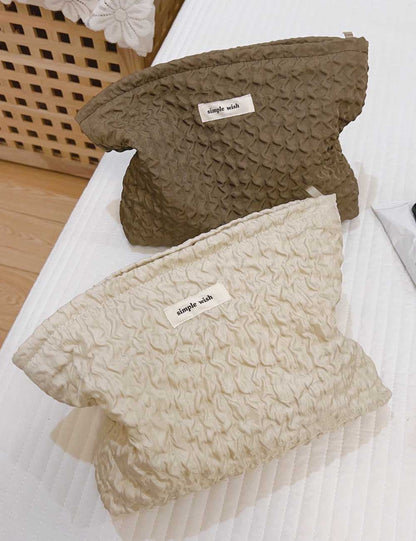 Simple Solid Color Large Capacity Makeup Bag