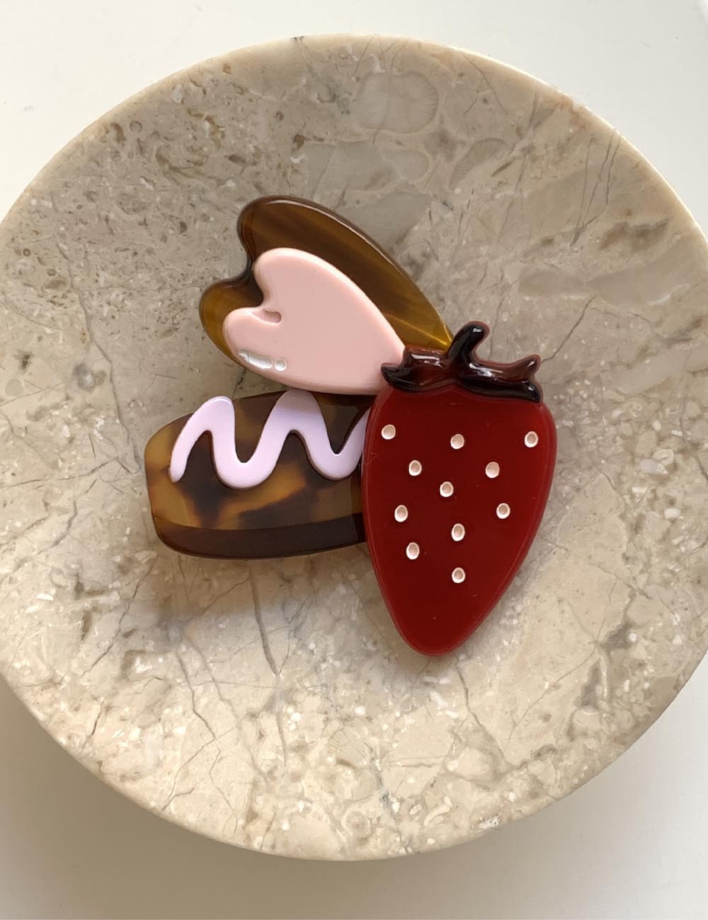 Cute Chocolate Strawberry Heart Hair Clip