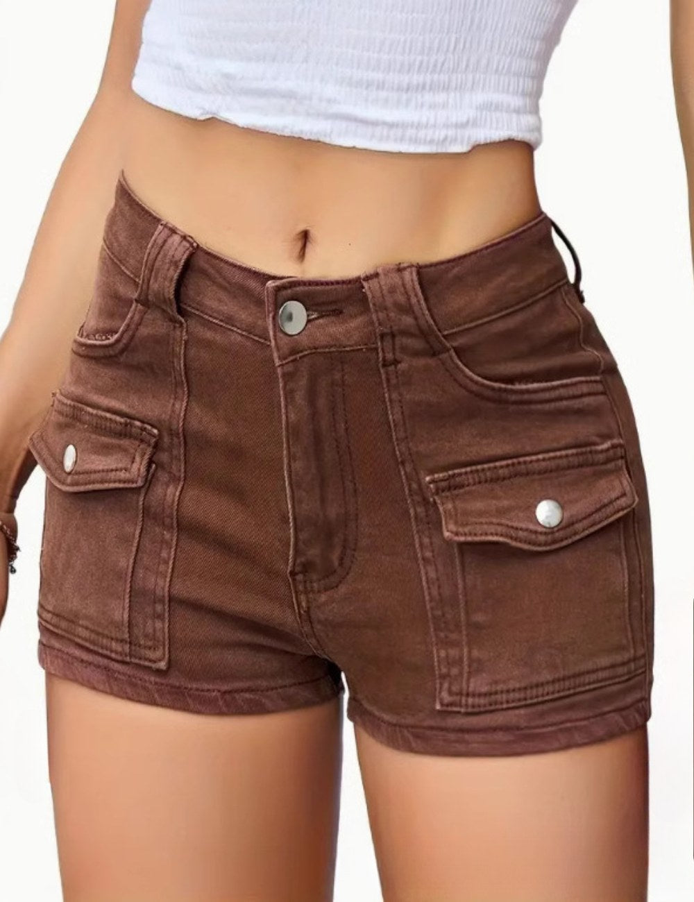 Hot High Waist Pockets Denim Shorts