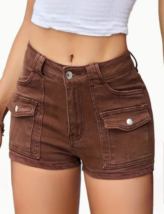 Hot High Waist Pockets Denim Shorts