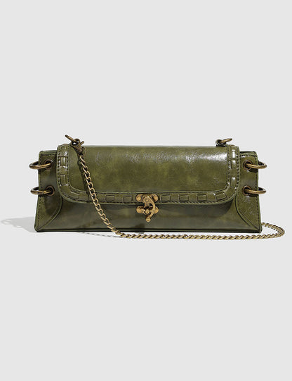 Vintage Square Shoulder Bag With Chain Strap