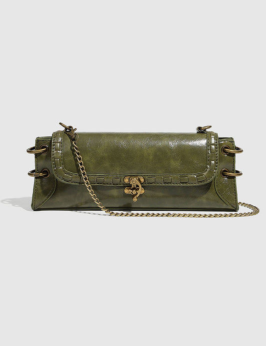 Vintage Square Shoulder Bag With Chain Strap