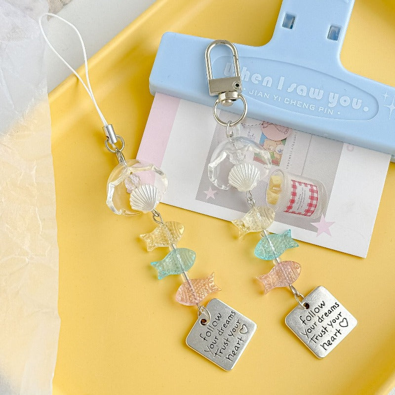 Cute Beaded Fish Wind Chime Bag Charm