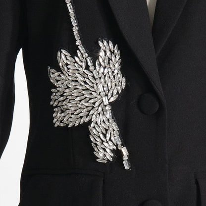 Long Sleeve Lapel Beaded Casual Loose Blazer Outerwear