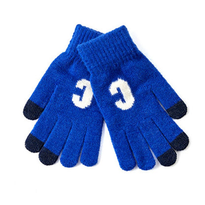 Letter Color Block Padded Knit Gloves