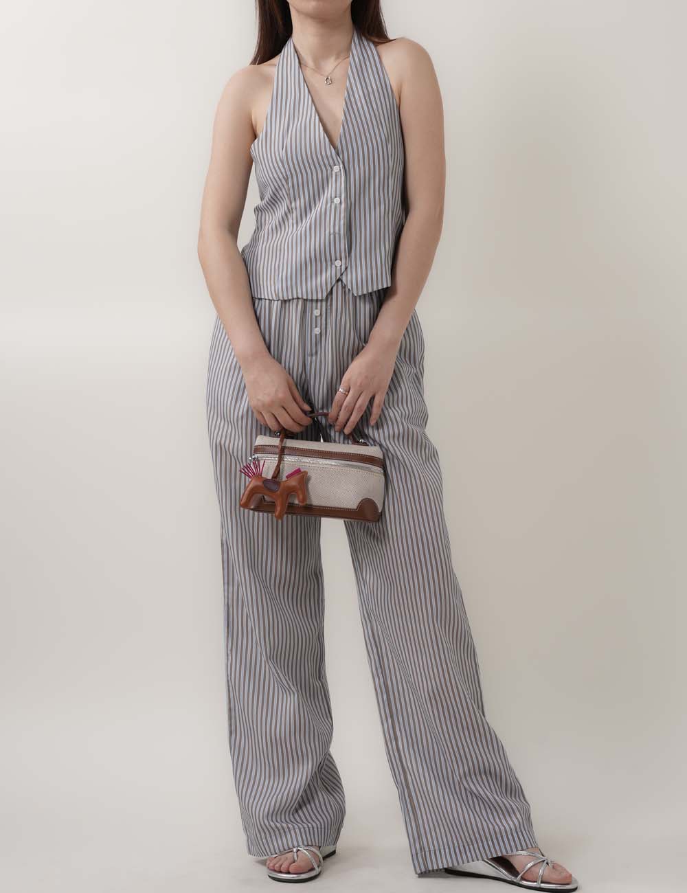 Striped Halter Vest Top Loose Pants Sets