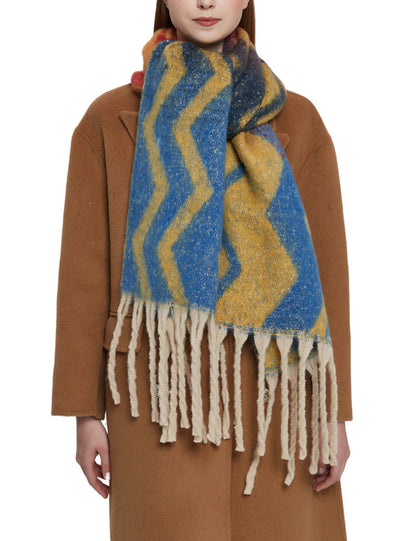 Gradient Color Print Tassel Scarf