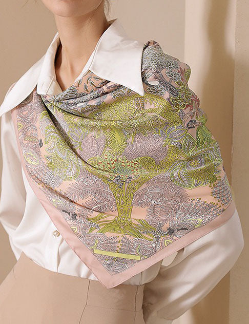 Elegant Print Square Satin Scarf