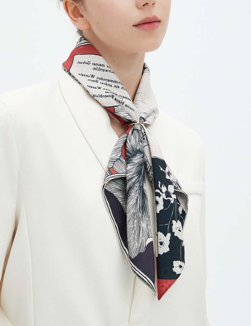 Vintage Floral Check Square Scarf